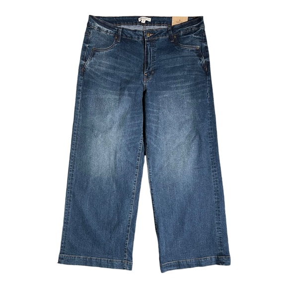 FRYE AND CO. Riley Mid-Rise Wide Leg Blue Stretch Denim Jeans Size 18 - Picture 1 of 5